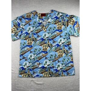 Scrubs Station VS Collection V Neck Size Medium Paradise Travel Sailboat Ocean